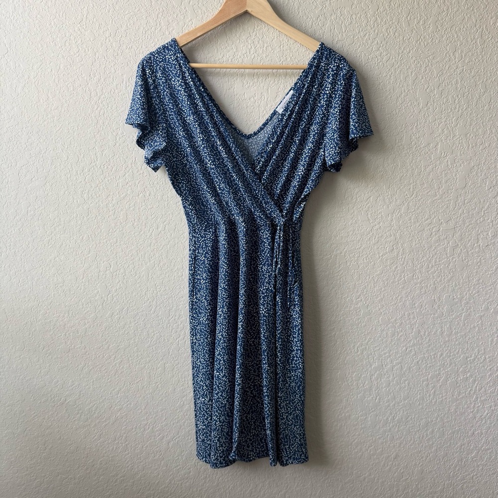 Kaileigh Blue & White Floral Midi Wrap Dress